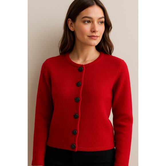 Vintage Women’s Requirements 100% Wool Red Cardigan Sweater Size Large - Picture 1 of 5